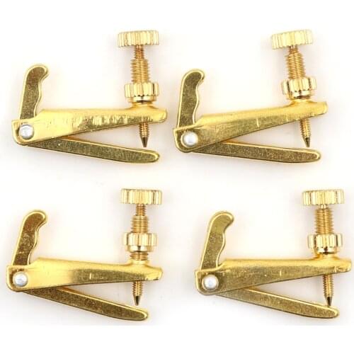 4PCS Copper nickel alloy Golden Plated Violin String Tuner Fine Tuner Adjuster Parts Fit 3/4 - 4/4 Violin