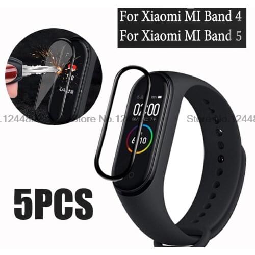 5 PCS 3D Full Curved Soft Tempered Glass For Xiaomi Mi Band 4 5 Explosion-Proof Screen Protector For Mi Band 6 5 Protective Film