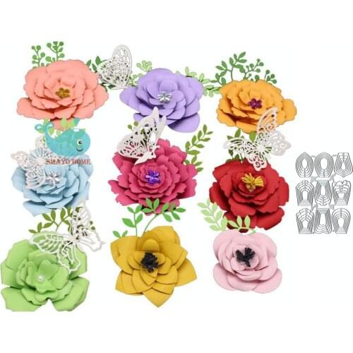 9 pcs/set flowers Metal Cutting Dies Scrapbooking Stencil for Album Paper DIY Gift Cards Decoration Embossing Mold Dies New 2019