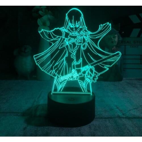 Creative Acrylic LED Sensor Night Light Kill La Kill Kiryuuin Satsuki 3D Lava Lamp Remote Control Anime Fans Nightlight Gift