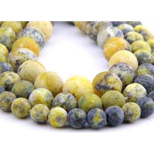 Natural Stone Yellow Turquoises Frosted Gem stone Beads Matte Round Beads 4 6 8 10 12MM For Jewelry Making Fit DIY Bracelet