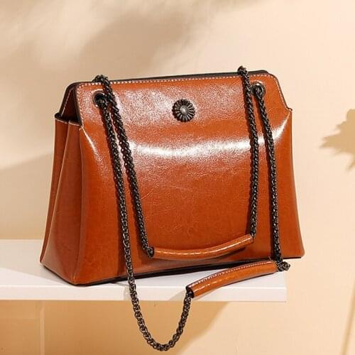 Brand Cowhide Women bag Chains Genuine Leather Messenger bags Lady Crossbody Shoulder bag Tote Brand 2020