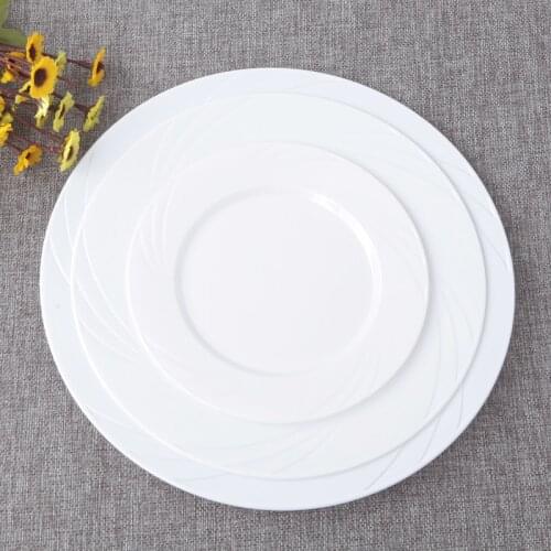 Pure white disposable plastic Western food plate fruit platter dinner party plate steak disc 6/ set