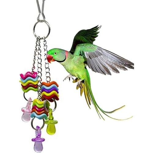 Color Hanging Pendant Pet Bird Parrot Nipple Swing Hanging Cage Stand Molar Play Chew Toy Decoration Outdoor Decoration