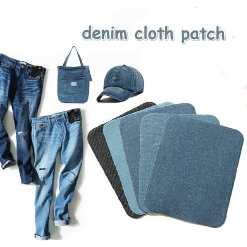 Denim Patch Jeans Knee Decoration Patch Hole Seamless Repair Accessories Iron On 1Set