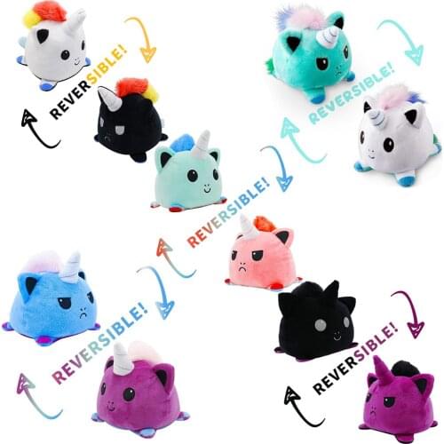 Flip Two-Sided Cat Dog Gato Kids Soft Gift Plushie Plush Animals Double-Sided Doll Toy Child Show Different Moods Stuffed Toys