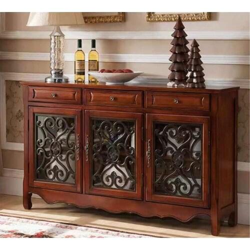 American furniture factory American solid wood two door dining side cabinet European solid wood wine cabinet restaurant side cab