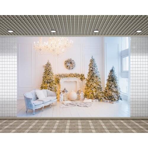 Lyavshi Merry Christmas New Years Interior Decorative Christmas Tree Fireplace backdrop Photo Studio Photography Background