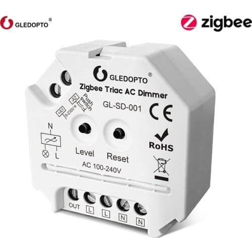 GLEDOPTO Zigbee Smart AC Traic Dimmer Switch Module 2.4G RF Wireless Remote Control Switch Relay Compatible Echo Smartthings Hub