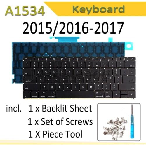 New A1534 Keyboard for Apple Macbook 12" A1534 Keyboard English US UK French Spanish German Danish Italian 2015 2016 2017 Year