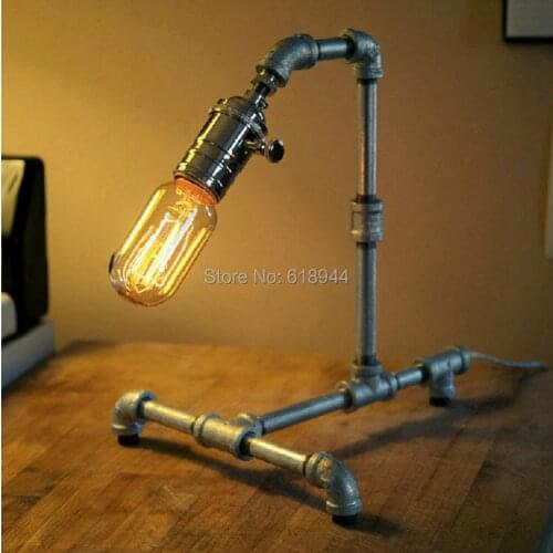 American Style Edison Lamp Bulb Vintage Table Lamps Personalized Water Pipe Table Lights Desk Book Lamp E27 Loft Lighting