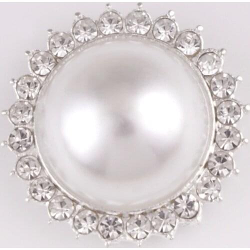 MF3335 good quality imitation pearl crystal 18mm Metal snap button for snap jewelry