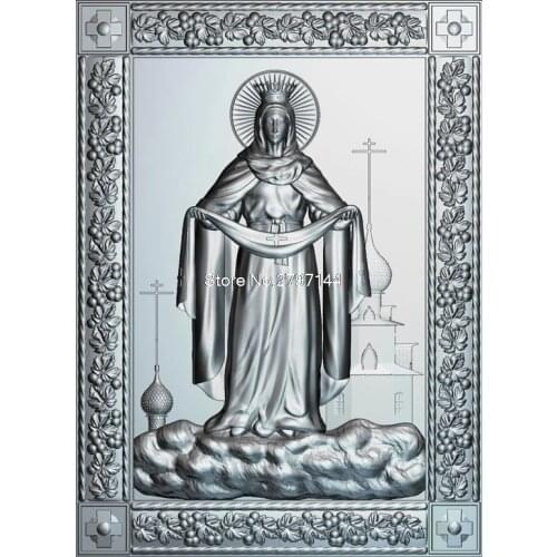 Mother of God Intercession of the Theotokos 3D model relief figure STL format Religion 3d model relief in STL file format