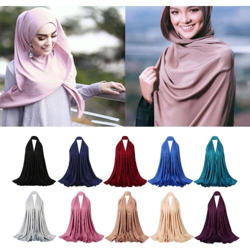 Muslim Women Headscarf Islamic Scarf Silky Turban Pashmina Shawl Cap