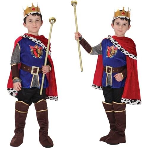 Halloween King Prince With Crown Belt Cape Shoes Cover Cosplay Costume Birthday Party Children Boys girls Christmas Cosplay