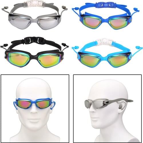 Swim Goggles with Earplugs Adults Swimming Goggles Anti Fog UV Protection for Adult Men Women Youth Kids