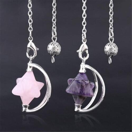 Wholesale 6pcs/Lot Natural Crystal Agatess can be rotated merkaba six awns star divination hypnotic psychic orna Pendulum