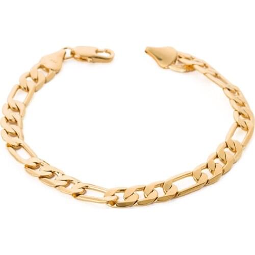 Wholesale Fashion Accessories 7mm Gold Color Jewelry Cool Men Male Bangle Bracelet