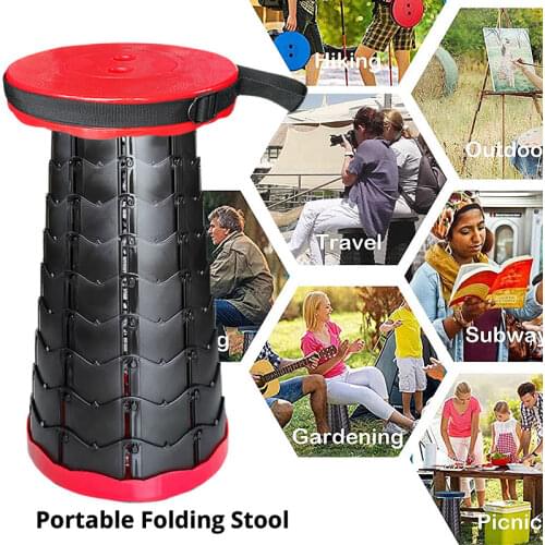 Portable Telescoping Folding Stool, Gomyhom Collapsible Retractable Stool for Outdoors, Upgraded Lightweight Stool for Camping