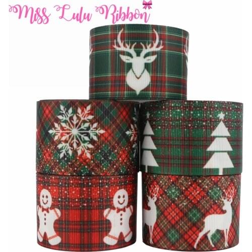 16mm-75mm Merry Christmas Snowman Christmas Tree Snow Reindeer Cartoon Design Gift Packaging Ribbon DIY Festival 50 Yards / Roll