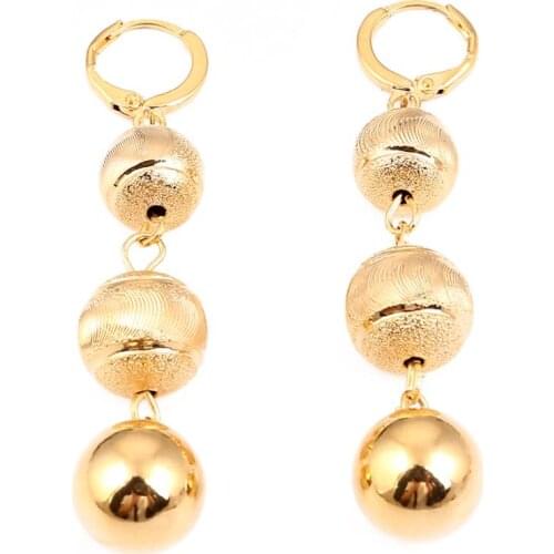 Bead Earrings for Women Gold Color Jewelry Round Earring Africa Arab Ethiopian Jewelry Gift