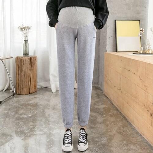 Letter Embroidered Maternity Casual Pants Autumn and Winter Stomach Lift Pants Fashion Loose Maternity Wear Outside