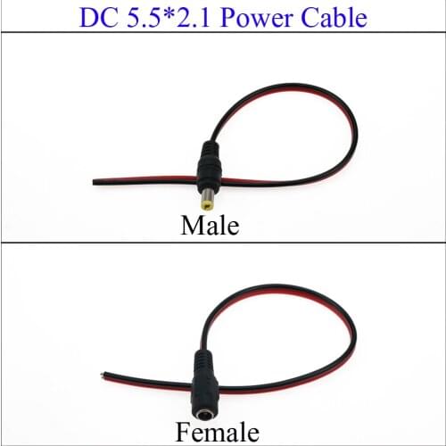 YuXi DC Wire Connector Weld Power Pigtail male Female Barrel Jack Wire 5.5mm x 2.1 for LED Strip Light CCTV Security Camera