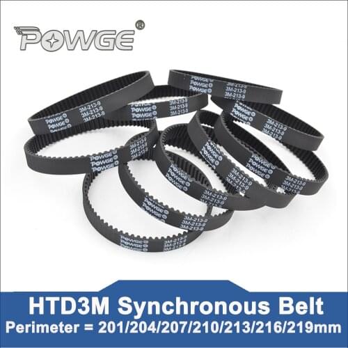 POWGE 5pcs 213 HTD 3M Timing Belt Width 6/9/15mm Perimeter 213mm Teeth 71 HTD3M Rubber Closed-Loop Belt 213-3M