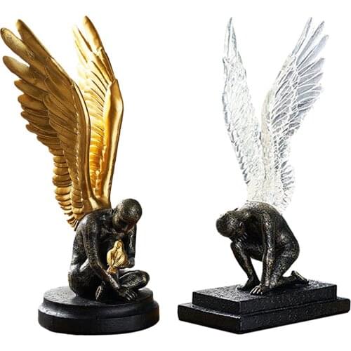 Nordic Angel Wing Figurine Vintage 3D Statue Living Room Home Decor Ornament