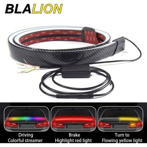 Carbon Fiber LED Spoiler Lights Car Turn Signal Lamps Dream Color DRL 130cm Multifunctional Rear Brake Light Car Tail Trunk Lamp