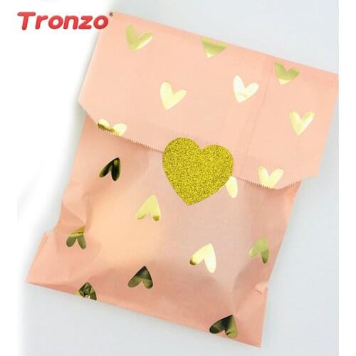 Tronzo Paper Candy Bags 25Pcs Pink Purple Gilt Love Pastry Bags For Wedding Birthday New Year Party Favors Supplies Gift Bags