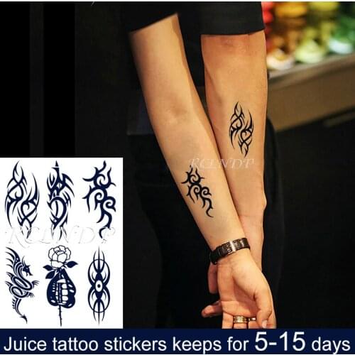 Waterproof Temporary Juice Ink Tattoo Sticker Flower Dragon Sexy Lips Eye Totem Fruit Gel Long Lasting Fake Tatto for Men Women