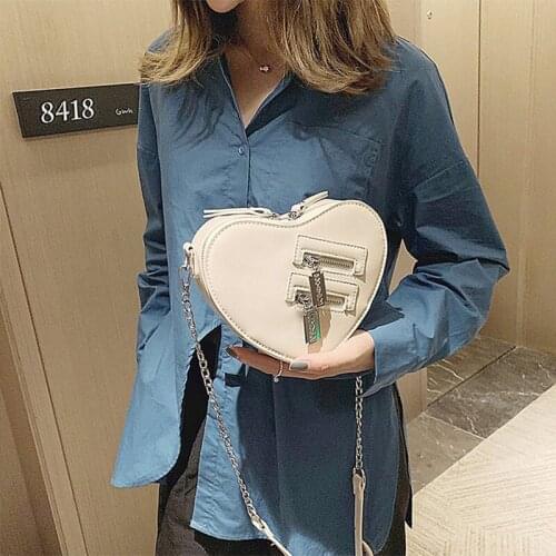 High Sense Bag Ladies Western Style Messenger Shoulder Bag New Fashion Creative Personality Pu Love Chain Korean Version