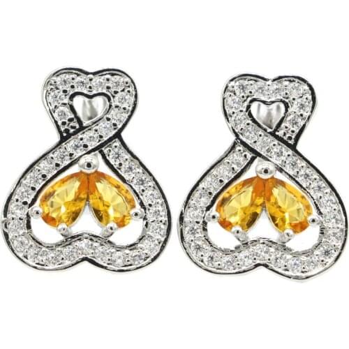 40x33mm Lovely Butterfly Shape Silver Earrings For Ladies Created Golden Citrine Aquamarine CZ Wholesale Drop Shipping