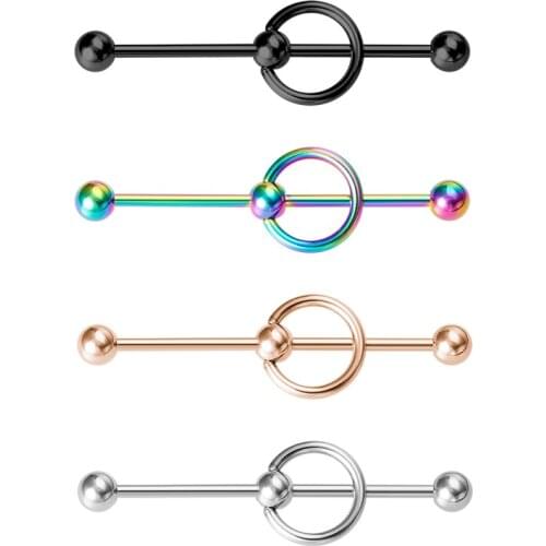 1pc BCR Industrial Barbell Cartilage Earring Piercing Long Ear Stud Helix Tragus Stainless Steel for Women Men Body Jewelry 14G