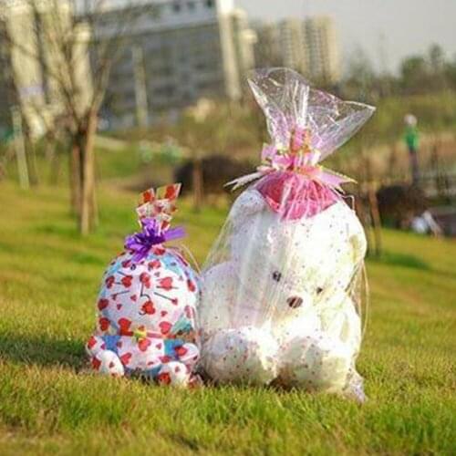 100PCS 20x30cm Transparent Opp Plastic Bag Dolls Toy Packaging Small Heart Gift Wrapping Bag Party Candy Fruit Basket Bag