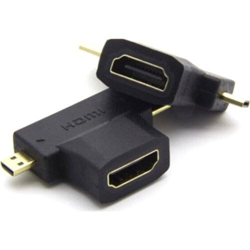 3 in 1 HDMI to Micro HDMI male Mini HDMI male 1.4 Female cable adapter T Shape converter for HDTV 1080P hdmi cables