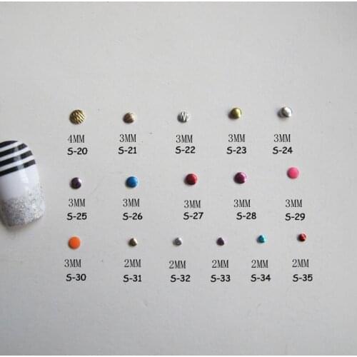 3D 200pcs/bag Different Metal Stud 4MM/3MM/2MM Round Stud Neon-Color Stud Gold Silver Stud S20-S35