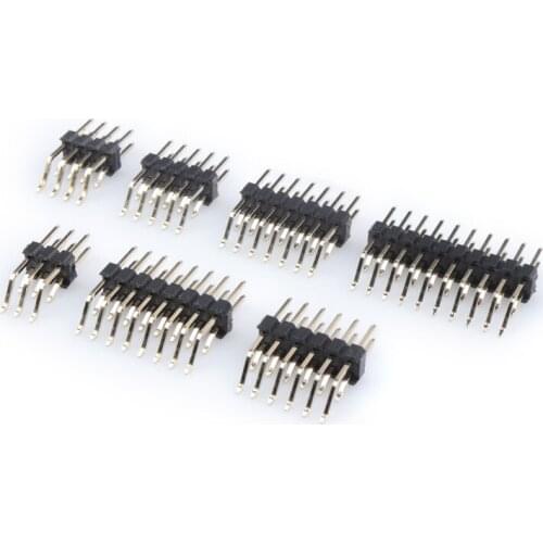 5 Pcs 2.54 MM Pin Header Male Dual Row Right Angle Horizontal SMT SMD 2x2 4 6 8 10 12 14 16 20 24 26 28 30 34 40 60 80 Position