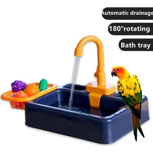 Bird Feeder Automatic Parrot Bathtub Swimming Pool Faucet Parrot Bath Shower Water Dispenser Toys for Parrots Pet Bird