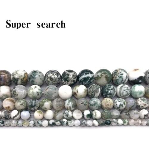 Natural Stone Tree agat Bracelet Round Loose Beads 15" Strand 4 6 8 10 12MM Pick Size For Jewelry Making AB30