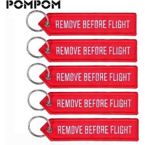 POMPOM 5pcs/lot Remove Before Flight Keychains for Aviation Gifts OEM Key Chains Embroidery Chain Keyring Key Chaveiro Jewelry