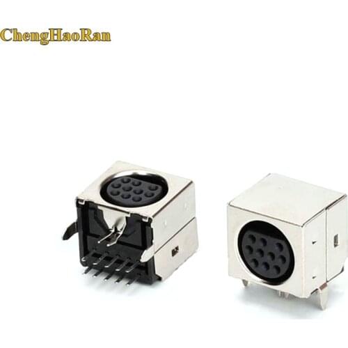 ChengHaoRan 1pcs MD Housing Female DIN 10 Mini Pin S-video Adapter Socket Mini DIN Port Connector