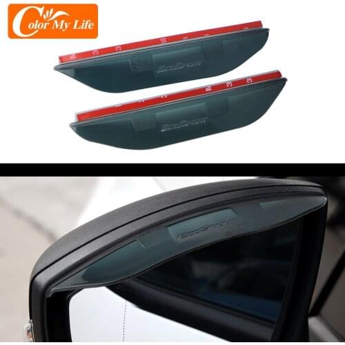 Color My Life Rear View Mirror Rain Guard Visor Vent Shade Cover Rain Shield Deflector Trim for Ford Ecosport 2013 - 2017
