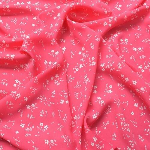 HLQON polyester plain Chiffon wihte flower fabric for dress cloth felt patchwork tissue coat Sewing DIY Material by 100x145cm