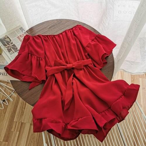 HELIAR Women Wide Leg Playsuit With Waist Belt Off Shoulder Rompers Women Floral Printed Falbala Jumpsuits For Women Summer