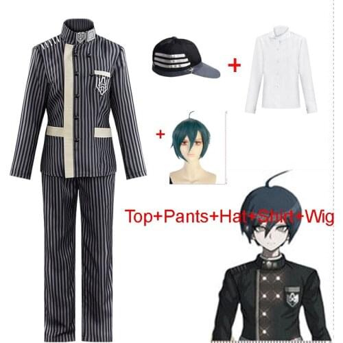 Anime Danganronpa V3 Saihara Shuichi Cosplay Costume Mens High School Student Suit Top Pants Hat Shirt Outfit