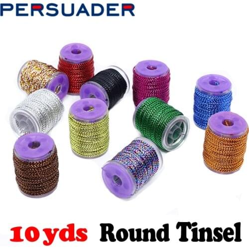 Hot 12 optional colors 1spool fly tying round tinsel Glitter Rib metallic thread miniature mylar cord synthetic Chironomid Braid