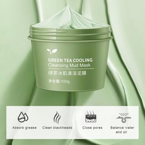 Green Tea Ice Muscle Mud Mask Anti-acne Face Cream Shrink Pores Acne Scar Removal Blackheads Cream Essence Face Skin Beauty Care