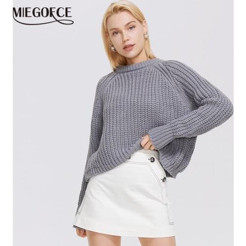 MIEGOFCE 2021 Autumn Winter Ladies Short Youth Fashion Round Neck Sweater Brand High Quality Ladies Sweater M21200